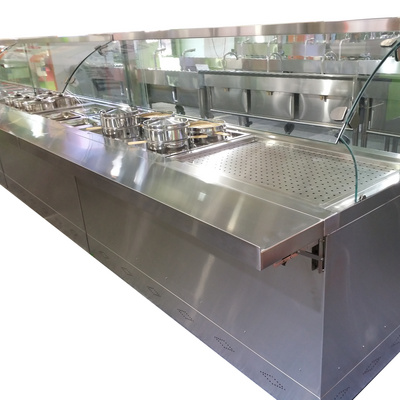 Stainless steel bain marie restaurant buffet food warmer counter with cabinet