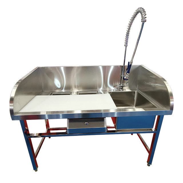 Wholesale 304 Stainless Steel Kitchen Sink Work Table Fish Processing Table With Storage Space Cabinet