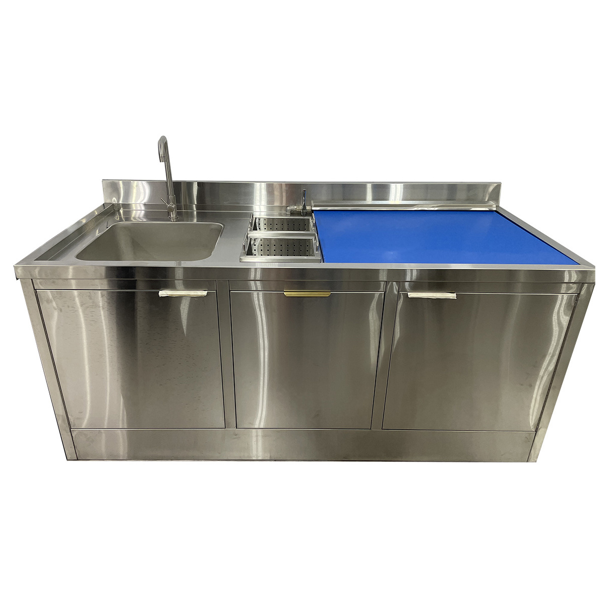 Wholesale 304 Stainless Steel Kitchen Sink Work Table Fish Processing Table With Storage Space Cabinet