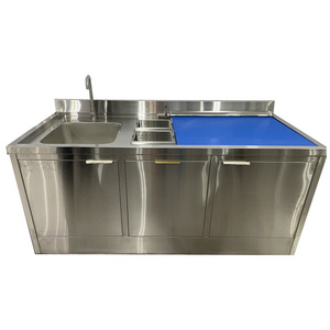 Wholesale 304 Stainless Steel Kitchen Sink Work Table Fish Processing Table With Storage Space Cabinet