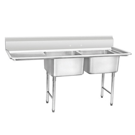 Stainless Steel Three Tub Sink with Corner Drain