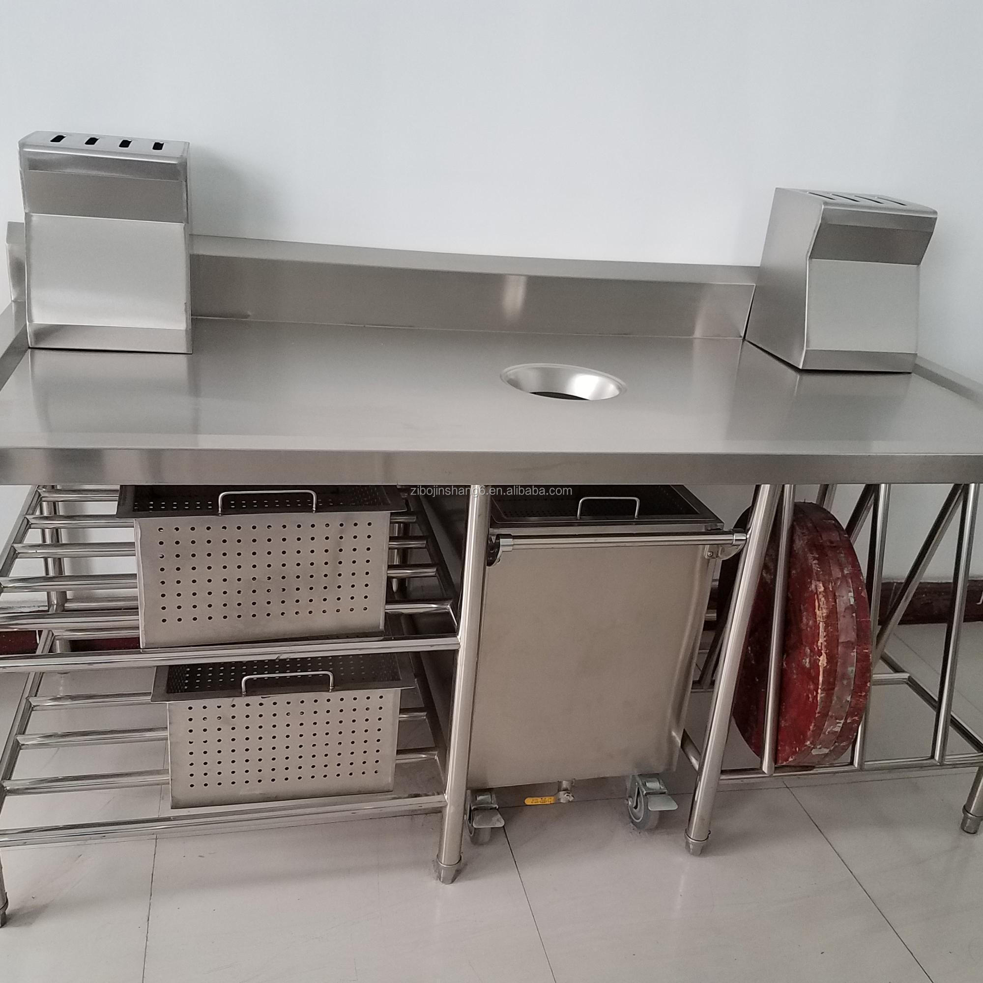 Factory price 201/304 Stainless Steel Multi-Functional Work Bench Cooking Table for Kitchen Restaurant