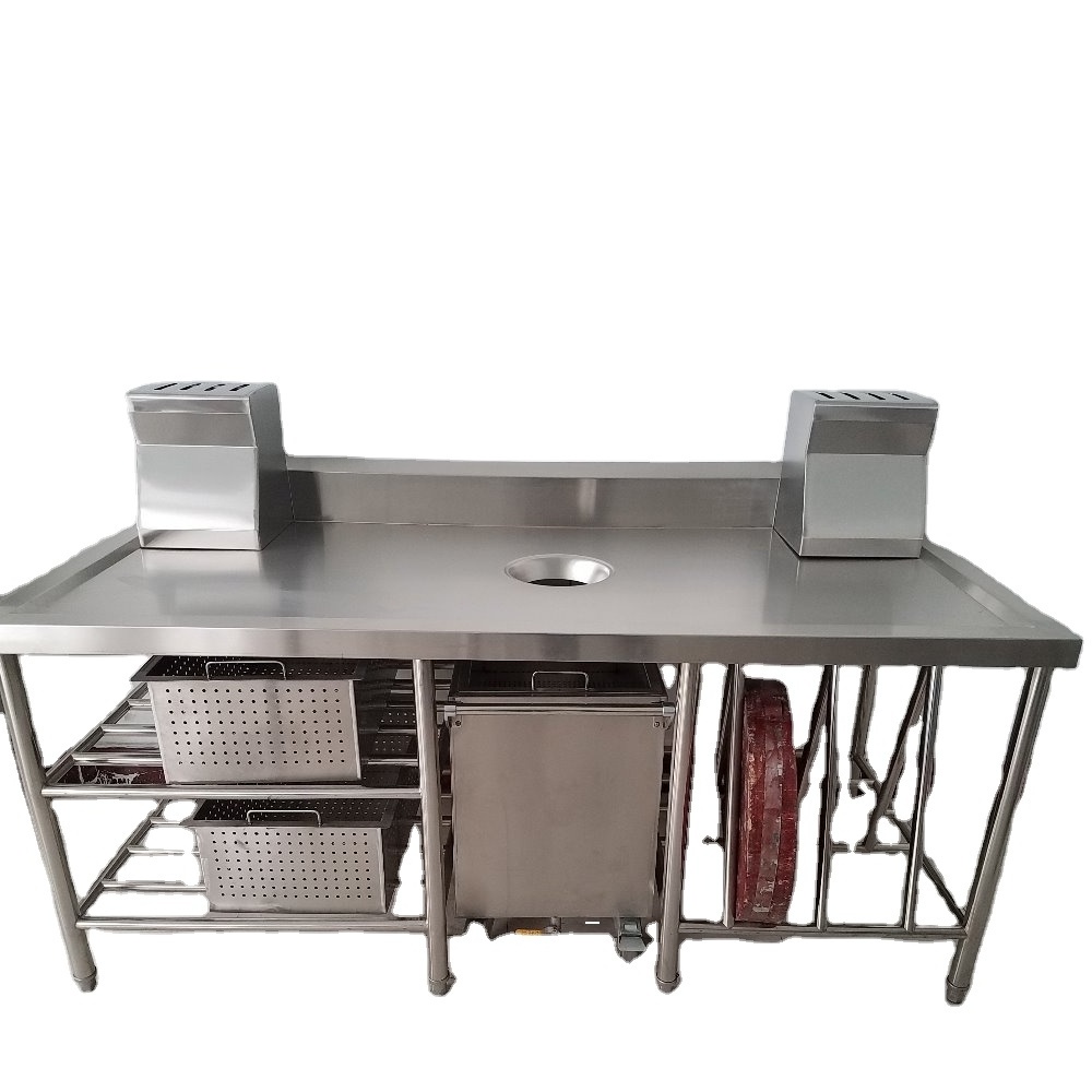 Factory price 201/304 Stainless Steel Multi-Functional Work Bench Cooking Table for Kitchen Restaurant