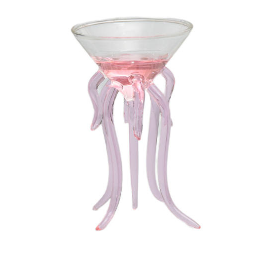 Raymond lead free crystal Octopus Martini Cocktail Glass Pink Tall personality Red Wine glass