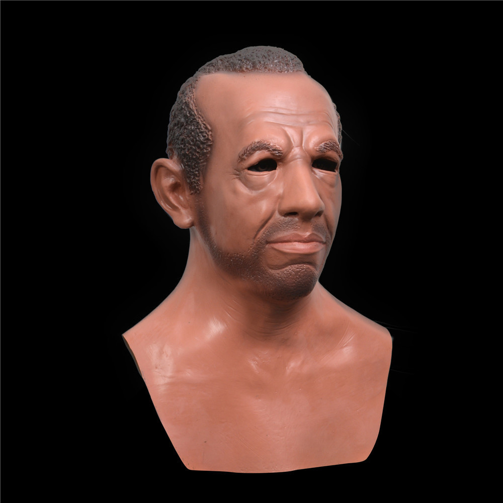 Halloween dark skin old man Custom decorative Party supplies face mask silicone Human skin Mask