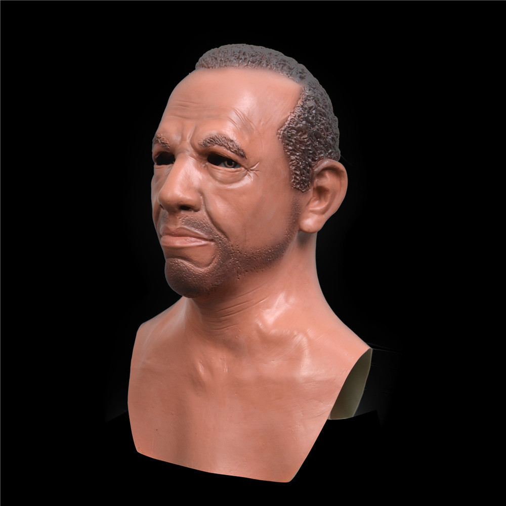 Halloween dark skin old man Custom decorative Party supplies face mask silicone Human skin Mask