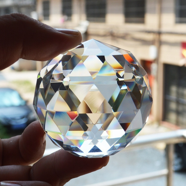 15mm 20mm 30mm 40mm 50mm 80mm 100mm chandelier color Prism clear Faceted diamond hanging Crystal Glass Balls With Holes