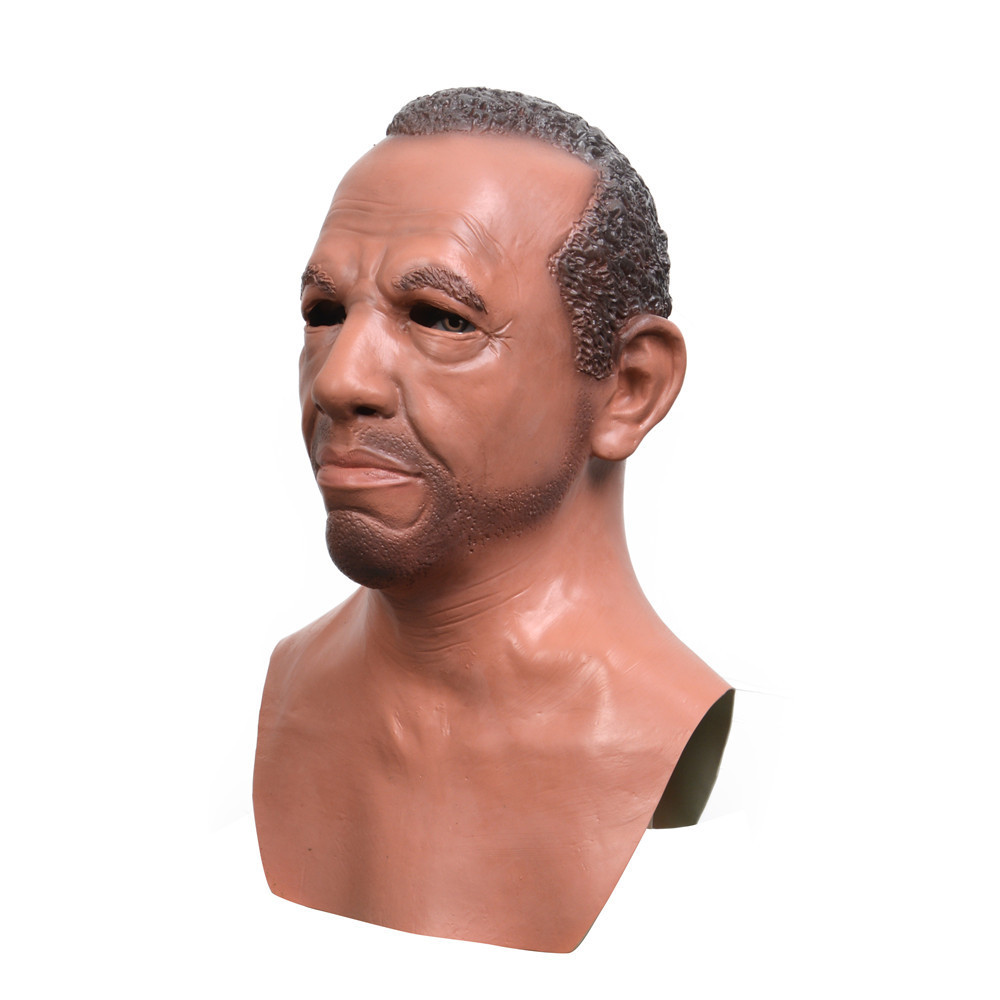 Halloween dark skin old man Custom decorative Party supplies face mask silicone Human skin Mask