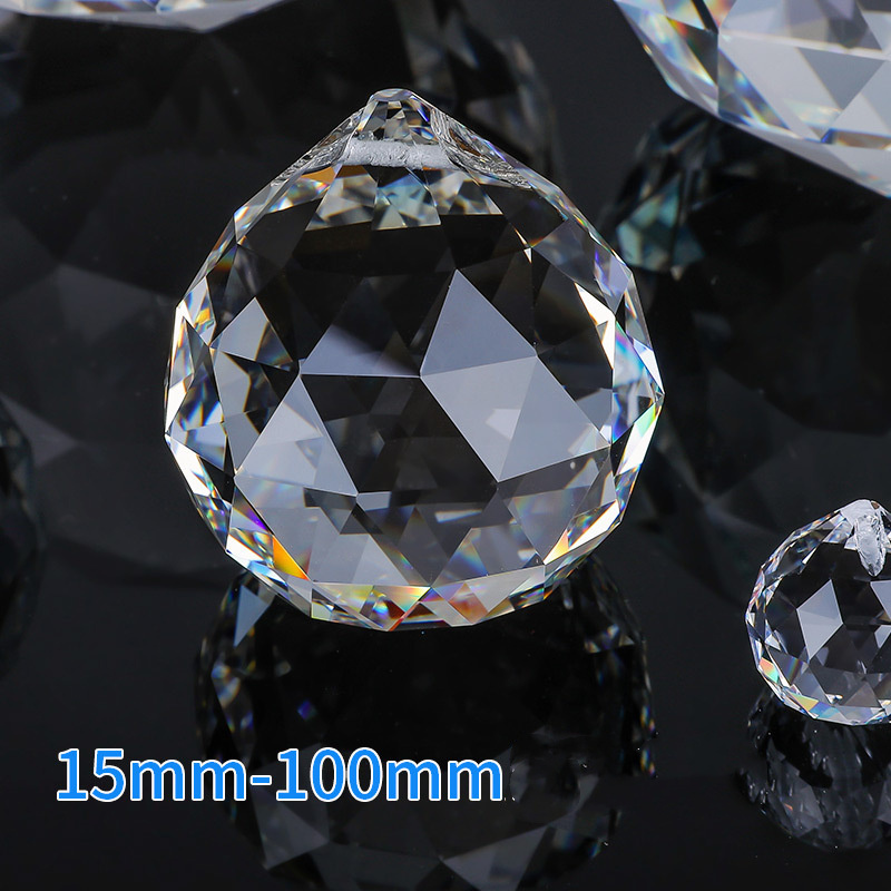 15mm 20mm 30mm 40mm 50mm 80mm 100mm chandelier color Prism clear Faceted diamond hanging Crystal Glass Balls With Holes