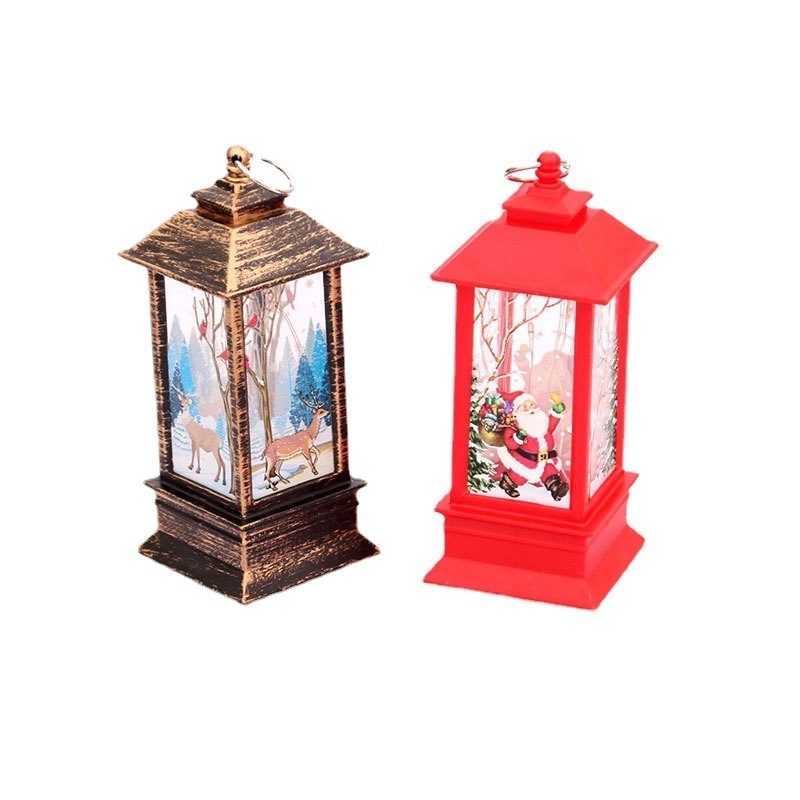 Stock cheap Christmas window Accessories small oil lamp lantern acrylic light christmas lantern snow