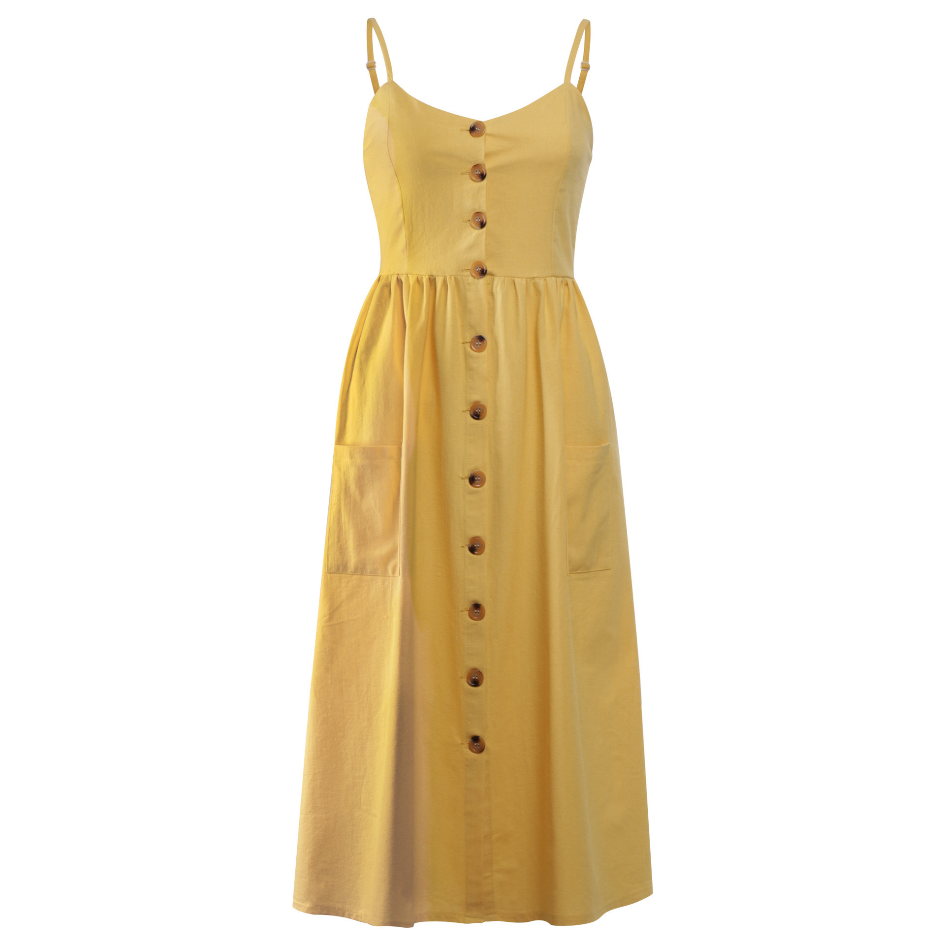 CASUAL SUMMER DRESS WOMEN BEACH COTTON LINEN DRESS WOMEN SUMMER ELEGANT YELLOW BUTTON LADIES DRESSES FOR WOMEN vestidos casual