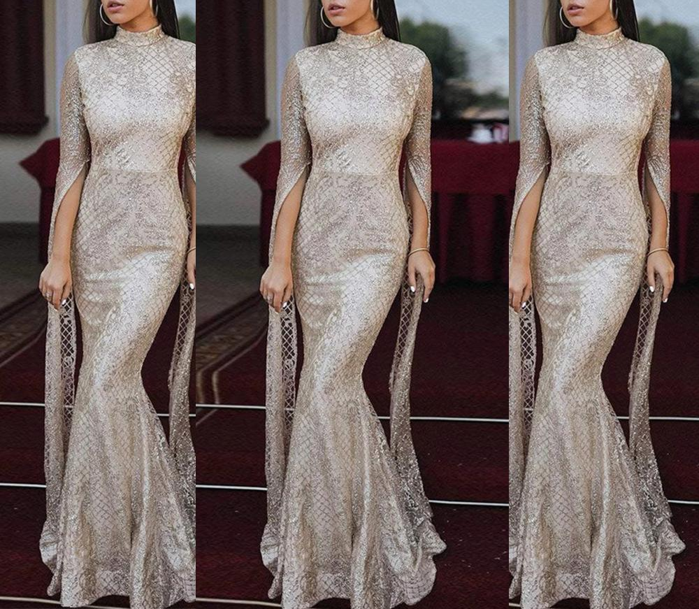 ZC00563 Factory Manufacturer Arabic long Sleeve party mermaid gowns for Women Dress Formal Embroidered Lace Evening Dresses