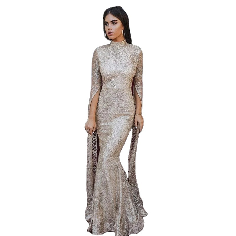 ZC00563 Factory Manufacturer Arabic long Sleeve party mermaid gowns for Women Dress Formal Embroidered Lace Evening Dresses