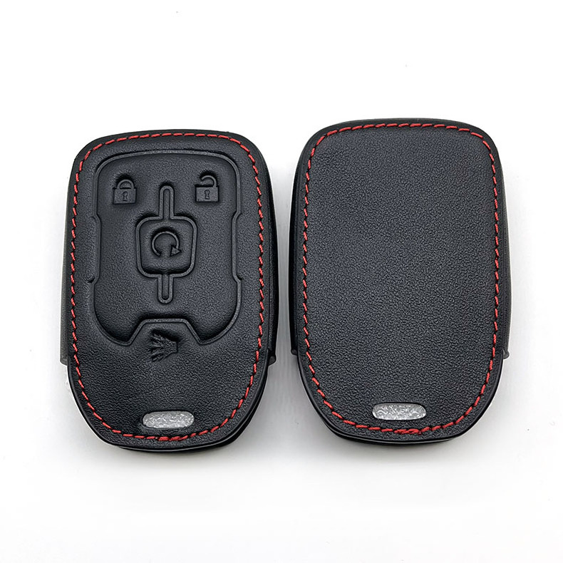 Leather Car Key Cover Remote Fobs Case Accessory For GMC Terrain Acadia 2023 Yukon XL Sierra Chevrolet Suburban Tahoe Silverado