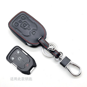 Leather Car Key Cover Remote Fobs Case Accessory For GMC Terrain Acadia 2023 Yukon XL Sierra Chevrolet Suburban Tahoe Silverado