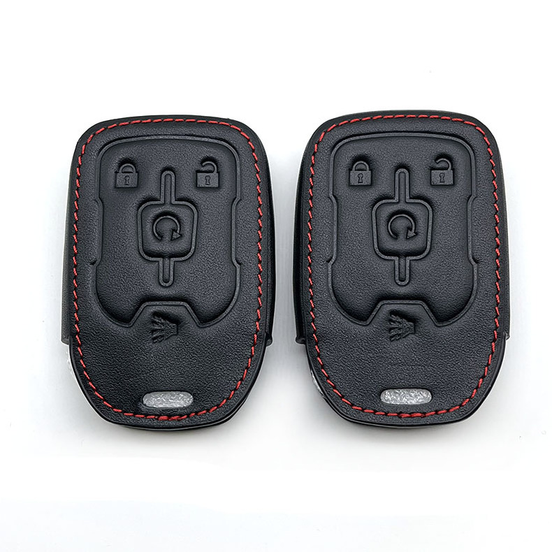 Leather Car Key Cover Remote Fobs Case Accessory For GMC Terrain Acadia 2023 Yukon XL Sierra Chevrolet Suburban Tahoe Silverado