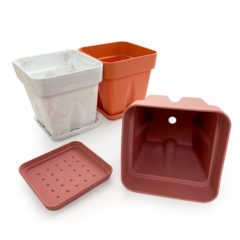 Thickened Anti Drop Silicone Flower Pot Simple Square Home and Office Decoration