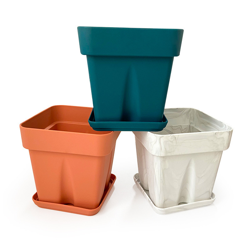 Thickened Anti Drop Silicone Flower Pot Simple Square Home and Office Decoration