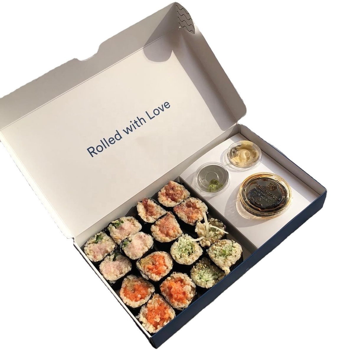 Sushi Takeaway Lunch Box Japanese Sushi Takeout Box with Divider Biodegradable Food Grade Paper Custom Disposable Cake Box ZIC