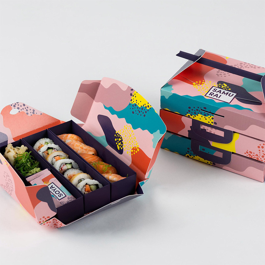 Eco-friendly Disposable Cardboard Folding Paper Sushi To Go Box Custom Sushi Bento Box