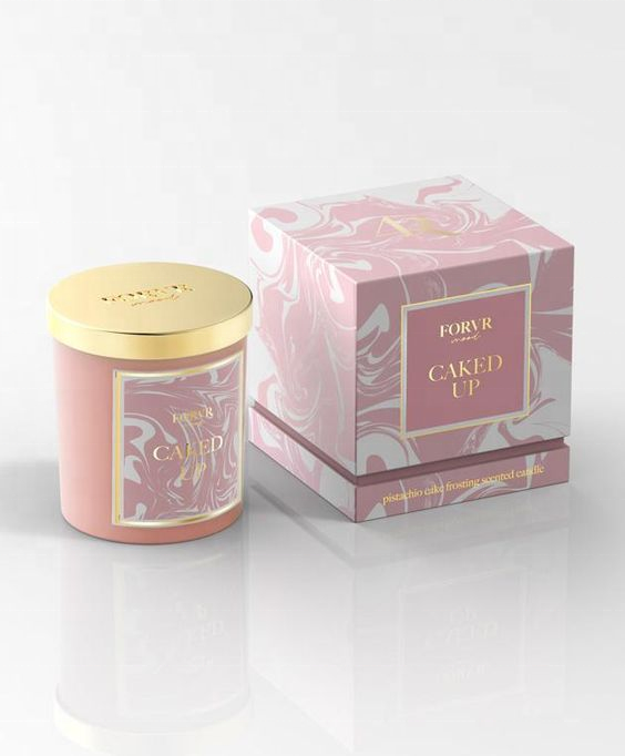 Wholesale Cheap Eco Friendly Luxury Pink Candle Box Sticker Chalk Perfume Craft Fold Paper Box Packaging with Lid Candle Jar