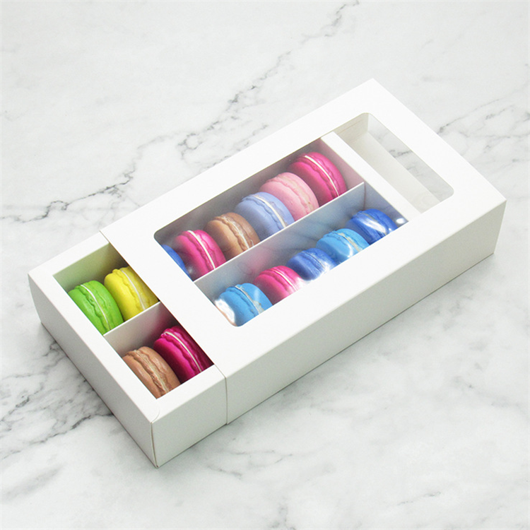 Macaron Chocolate Drawer Style Packaging Gift Box For Macarons Box With Insert Clear Window Customized Macaron Box Packaging