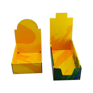 Eco Friendly Yellow Display Cardboard Box Retail Counter Oil Lipstick Toy Cosmetics Cardboard Display Paper Packing Box for Shop