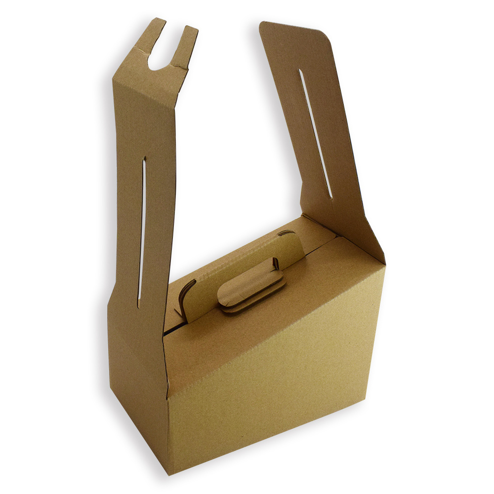 Disposable Beverage Server Custom Printing Kraft Paper Handle Coffee To Go Box Container Coffee Takeout Carton Box for Cafe Shop