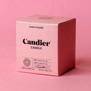 Wholesale Cheap Eco Friendly Luxury Pink Candle Box Sticker Chalk Perfume Craft Fold Paper Box Packaging with Lid Candle Jar