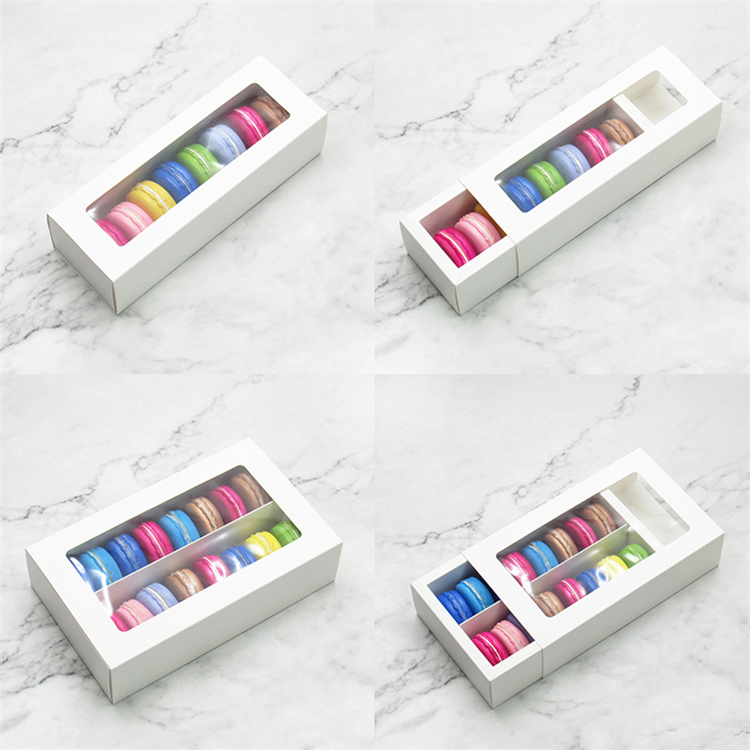 Macaron Chocolate Drawer Style Packaging Gift Box For Macarons Box With Insert Clear Window Customized Macaron Box Packaging