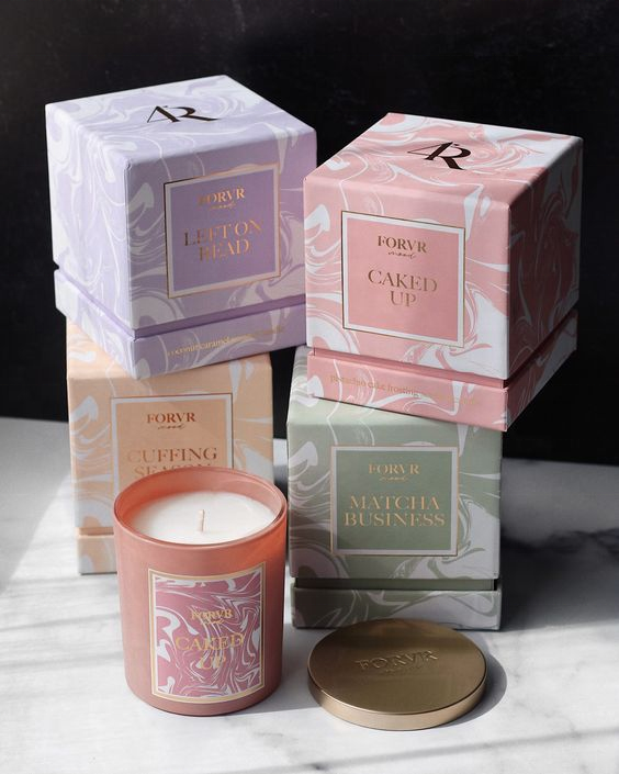 Wholesale Cheap Eco Friendly Luxury Pink Candle Box Sticker Chalk Perfume Craft Fold Paper Box Packaging with Lid Candle Jar