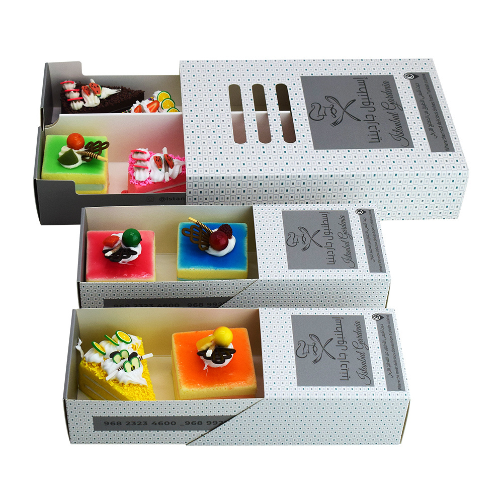 Supplier Direct Reusable Small Cake White Slid Box Waterproof Sushi Candy Pizza Crepe Cookie Paper Packaging Box with Window