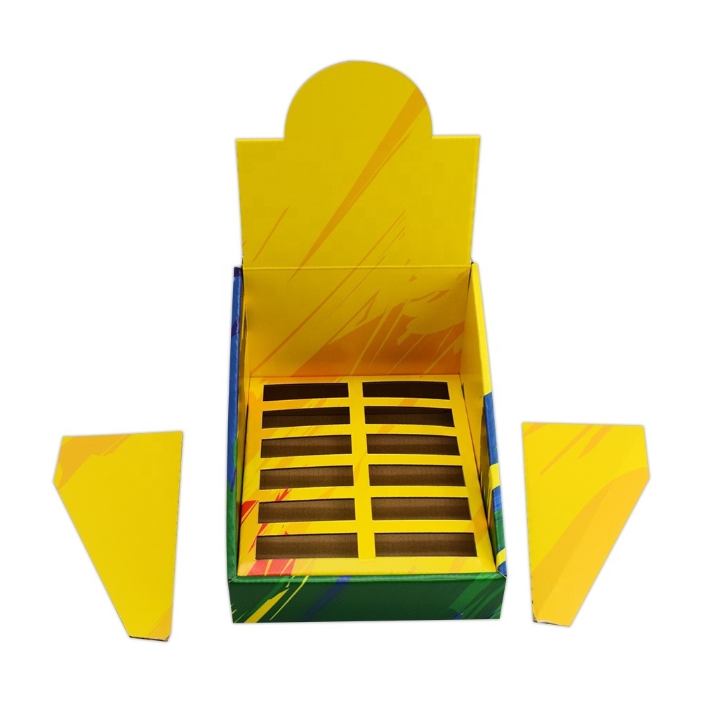 Eco Friendly Yellow Display Cardboard Box Retail Counter Oil Lipstick Toy Cosmetics Cardboard Display Paper Packing Box for Shop