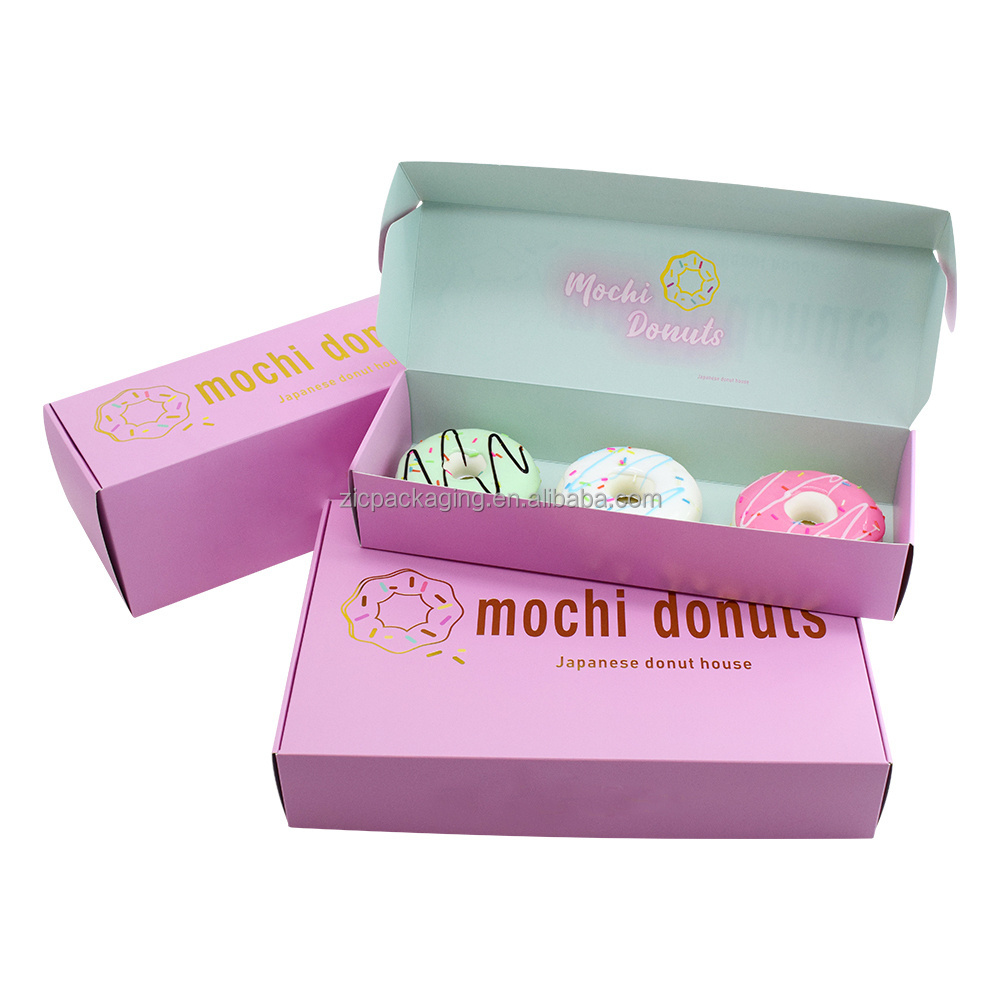 Reusable Custom Logo Folding One Piece Luxury Bakery Mochi Donut Packaging Box