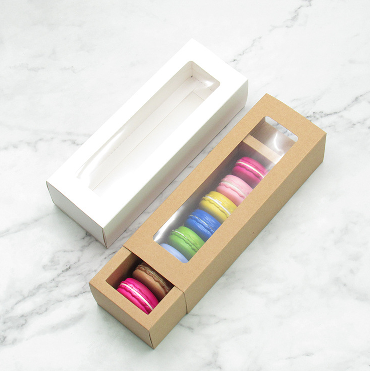 Macaron Chocolate Drawer Style Packaging Gift Box For Macarons Box With Insert Clear Window Customized Macaron Box Packaging