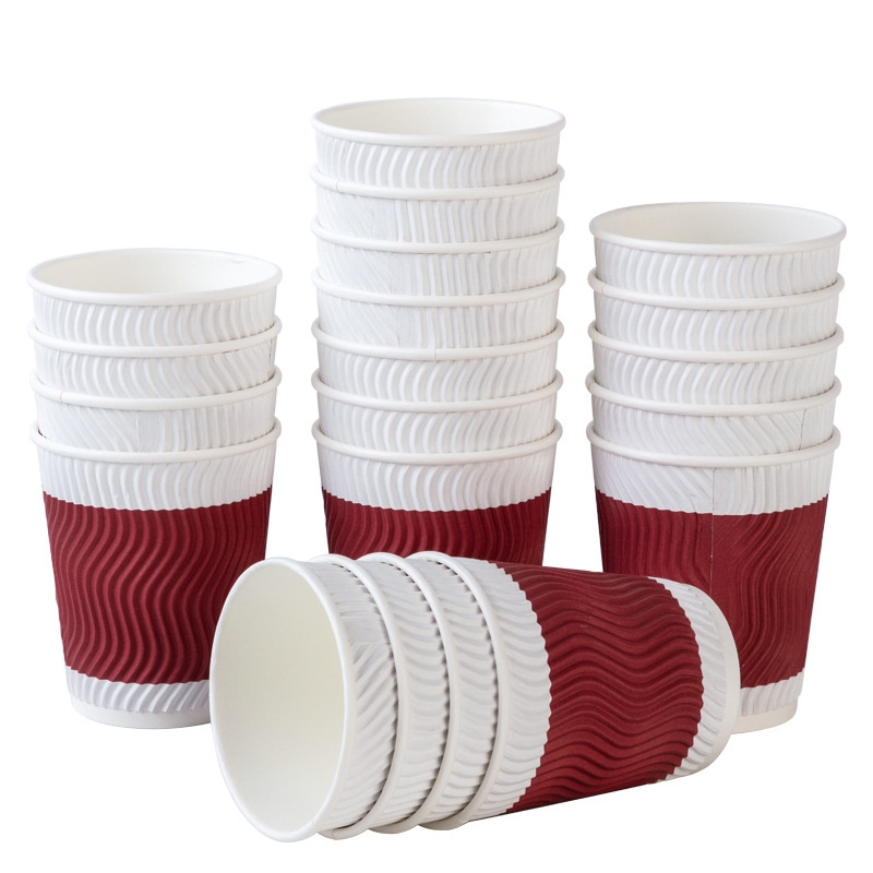 Zidan printed cup paper manufacturers disposable rippled paper coffee cups 8oz ripple wall paper cup with logo