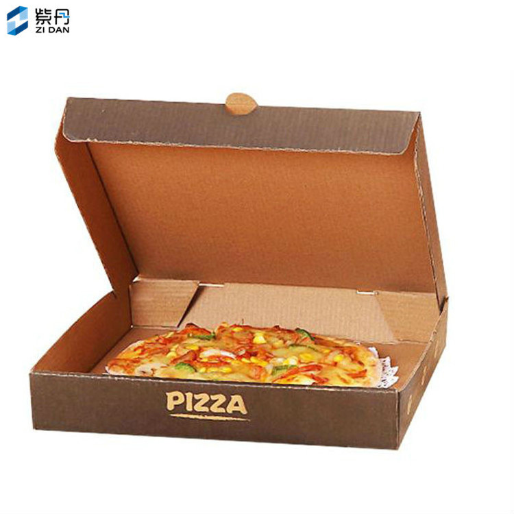 Zidan Custom Printed Cardboard Corrugated Yellow Pizza Boxes Takeout Container Kraft Lunch Pizza Box With Custom Logo