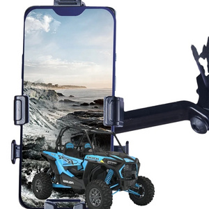 UTV Phone Mount for 1.75"-2" Roll Cage | Aluminium Alloy Holder for Polaris RZR Can Am | Compatible with 4.7"-6.8" Smart Devices