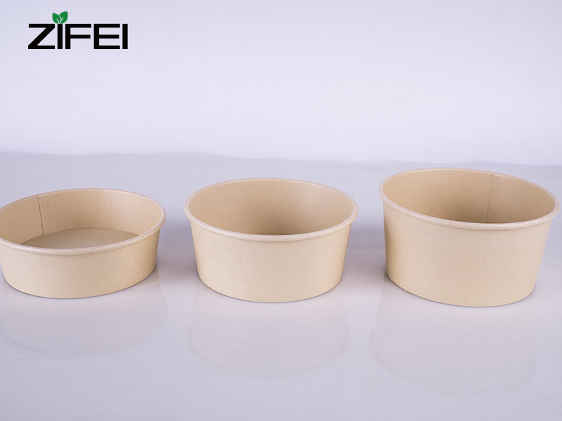 Wholesale Custom Printed Party Disposable Plates Kraft Paper Noodle Soup Salad Bowl Bamboo Bowl