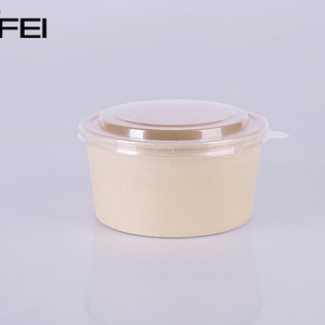 Wholesale Custom Printed Party Disposable Plates Kraft Paper Noodle Soup Salad Bowl Bamboo Bowl