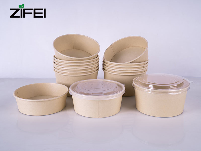 Wholesale Custom Printed Party Disposable Plates Kraft Paper Noodle Soup Salad Bowl Bamboo Bowl