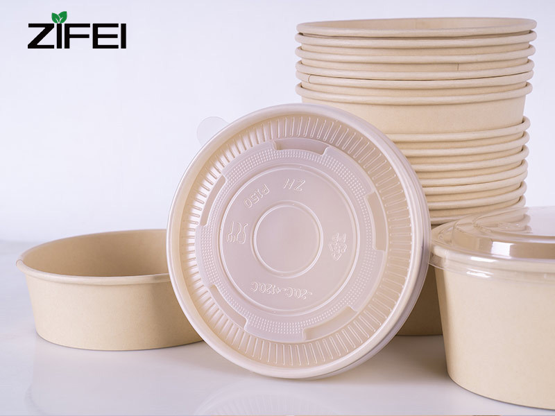 Wholesale Custom Printed Party Disposable Plates Kraft Paper Noodle Soup Salad Bowl Bamboo Bowl