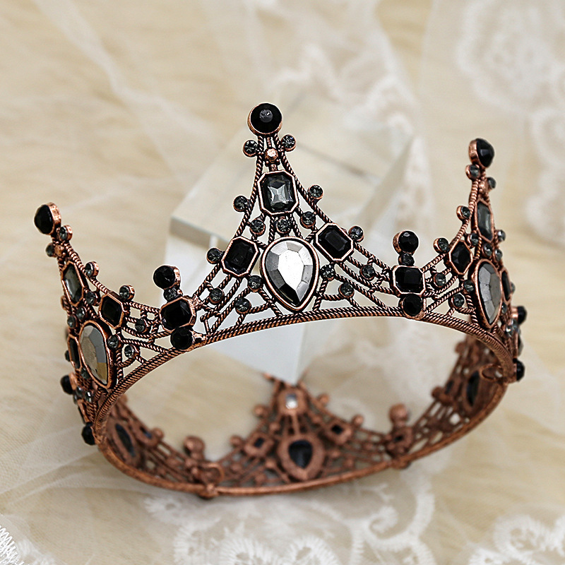 Hot Sale Women Vintage Happy Birthday Crowns Princess Beauty Pageant Black Crystal Party Queen Tiara Crown