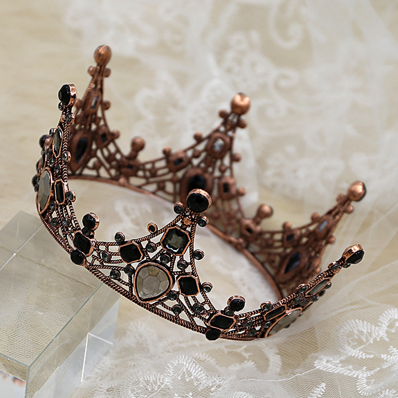 Hot Sale Women Vintage Happy Birthday Crowns Princess Beauty Pageant Black Crystal Party Queen Tiara Crown