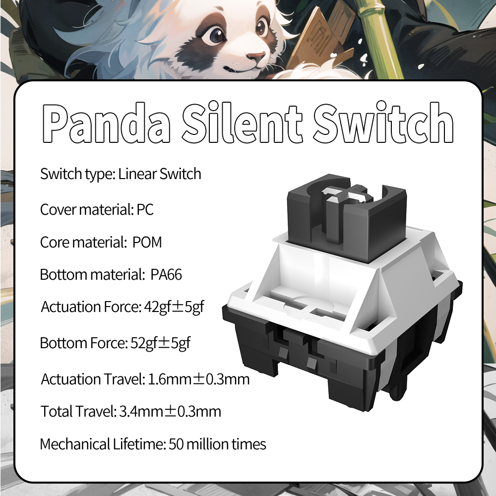 5pin Noah Silver Panda Silent Switch linear tactile switches for Mechanical Keyboard