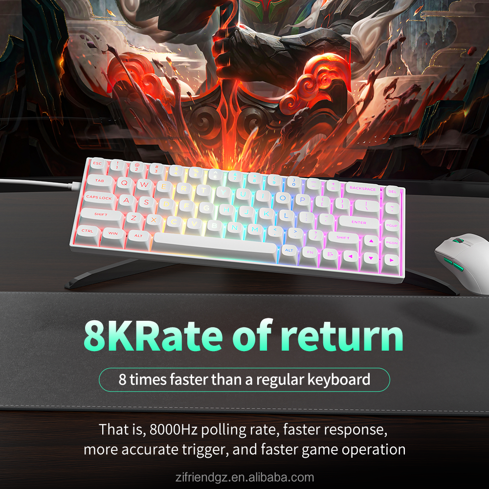 M68 Rapid Trigger Keyboard Mechanical Magnetic Switch Keyboard TKL RGB Wired USB Gaming Keyboard 68 Keys ABS Keycap with Knob