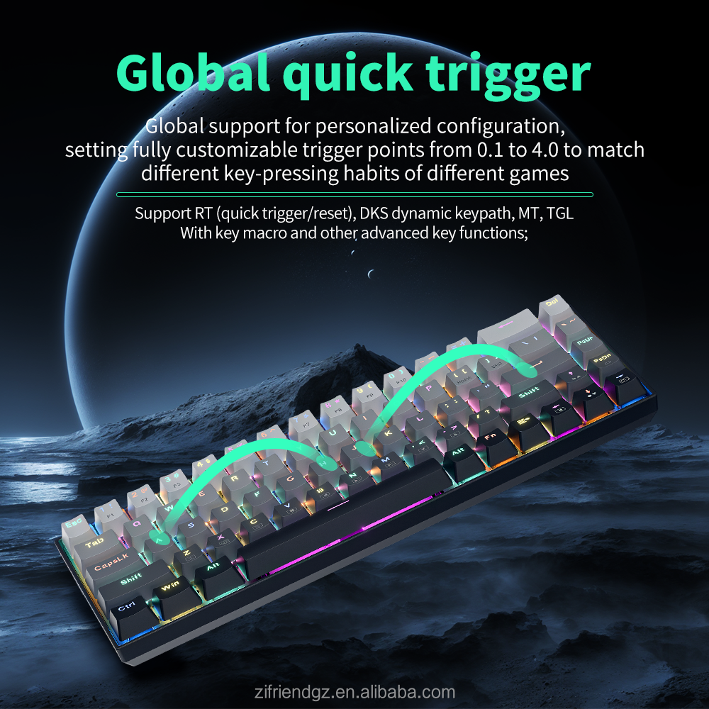 M68 Rapid Trigger Keyboard Mechanical Magnetic Switch Keyboard TKL RGB Wired USB Gaming Keyboard 68 Keys ABS Keycap with Knob