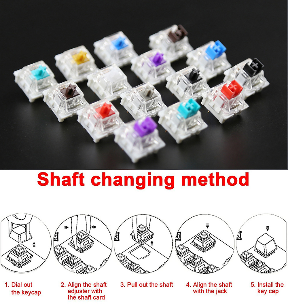 Mechanical Keyboard Switch 3-pin Silver Red Black Blue Brown Axis Clear RGB Switch for OUTEMU Cherry gaming Keyboard