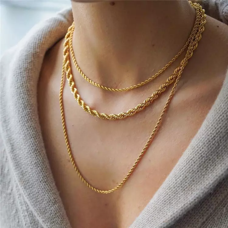 String Necklace Twisted Rope Chain Opp Bag Necklace 12pcs ZG Gold Stainless Steel Wholesale Customized Plated 14k 18k Necklace