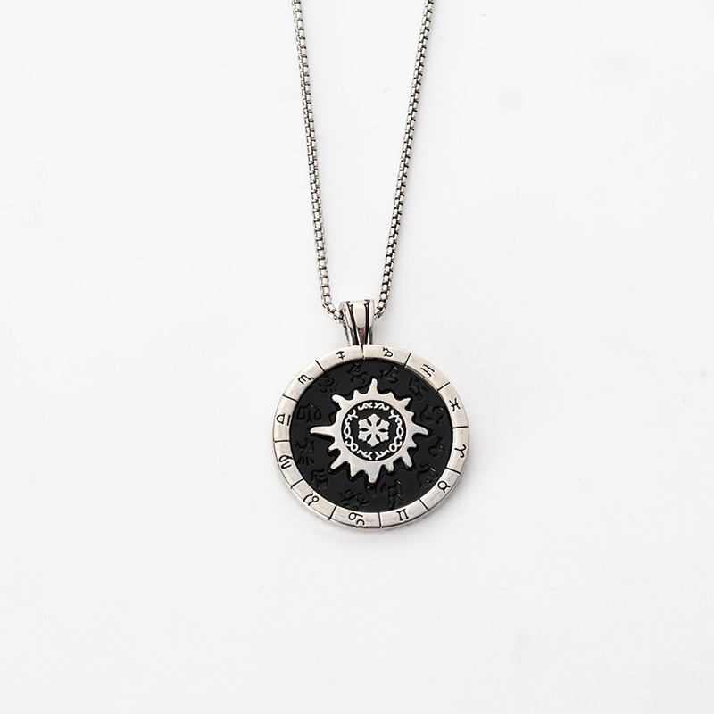 Hot Selling Fashion Cool Selling Punk round  Silver Label Stainless Steel round Chain Pendant Necklace for Men Gift